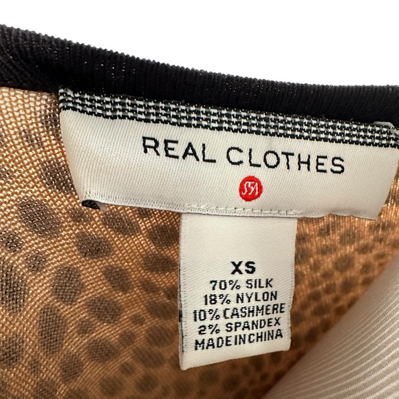 Saks Fifth Avenue Real Clothes Cardigan Women’s XS Animal Print Beige Silk Blend - Picture 8 of 9